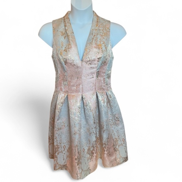 Vince Camuto Metallic Brocade Fit & Flare Dress – Size 12 Holiday Party Dress - Picture 12 of 16